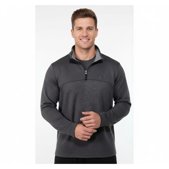 Under Armour Sweatshirt Adult Men Size L Gray 1/4 Zip Long Sleeve Golf Pullover - Picture 1 of 4